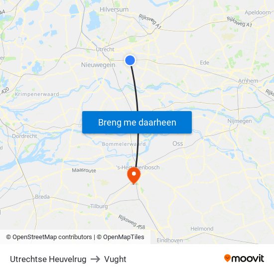 Utrechtse Heuvelrug to Vught map