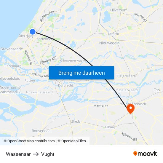 Wassenaar to Vught map