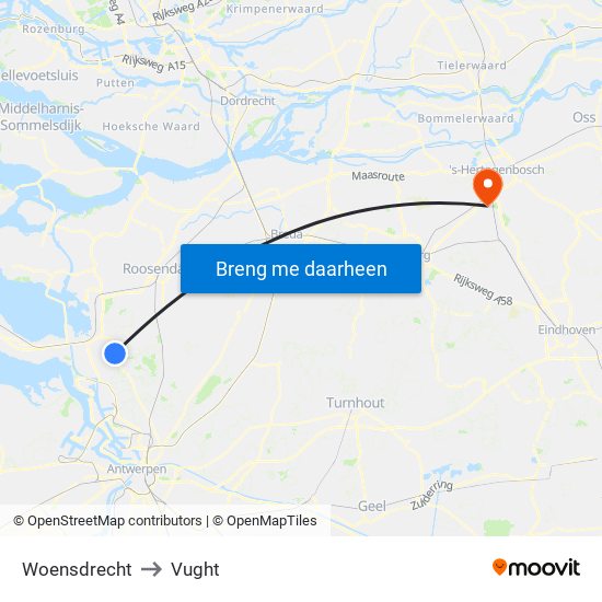 Woensdrecht to Vught map