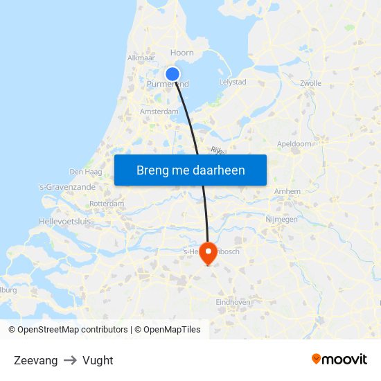 Zeevang to Vught map