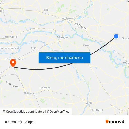 Aalten to Vught map