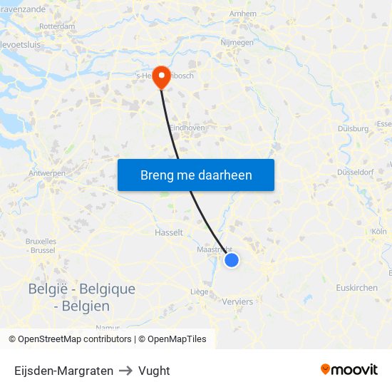 Eijsden-Margraten to Vught map