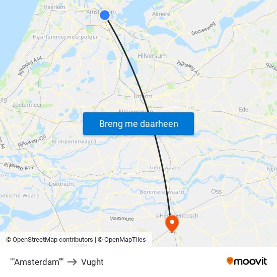 ""Amsterdam"" to Vught map