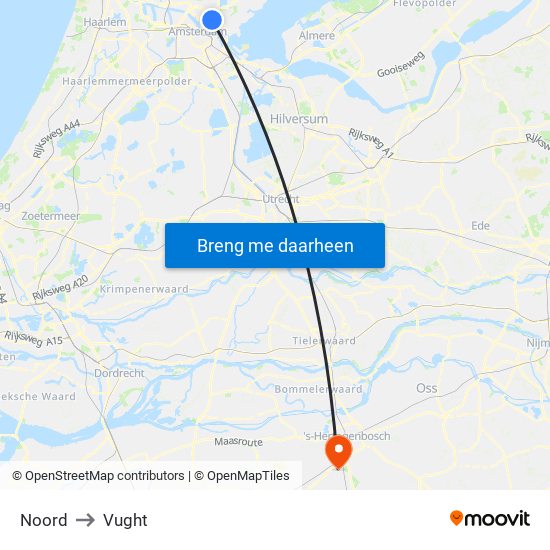 Noord to Vught map