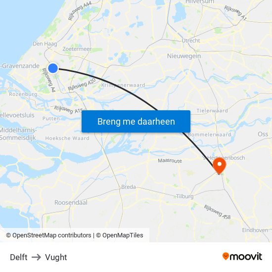 Delft to Vught map