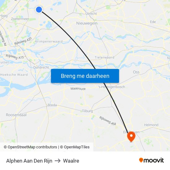 Alphen Aan Den Rijn to Waalre map