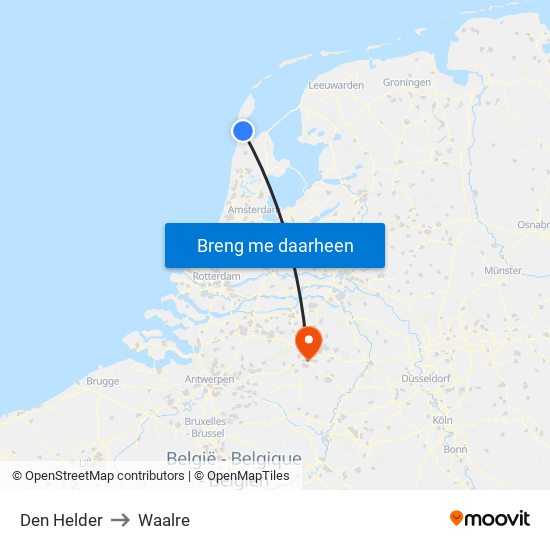 Den Helder to Waalre map