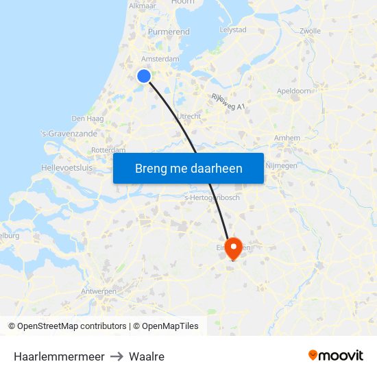 Haarlemmermeer to Waalre map