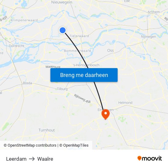 Leerdam to Waalre map