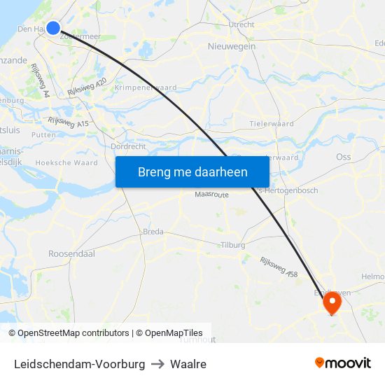 Leidschendam-Voorburg to Waalre map