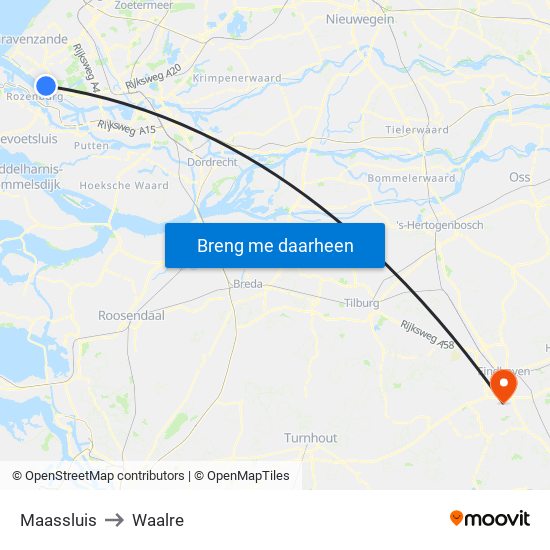 Maassluis to Waalre map