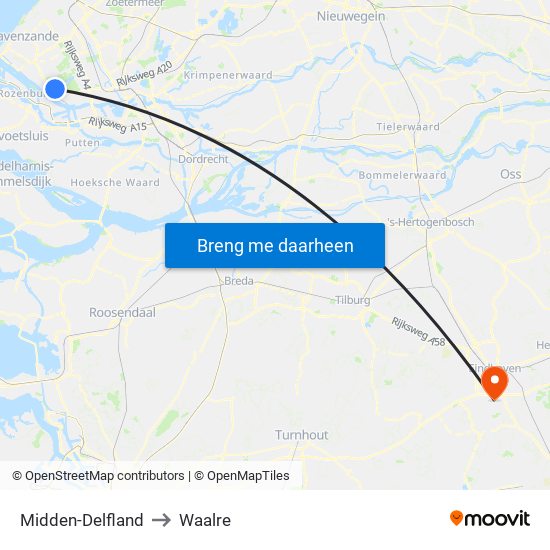 Midden-Delfland to Waalre map