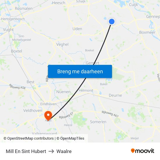 Mill En Sint Hubert to Waalre map