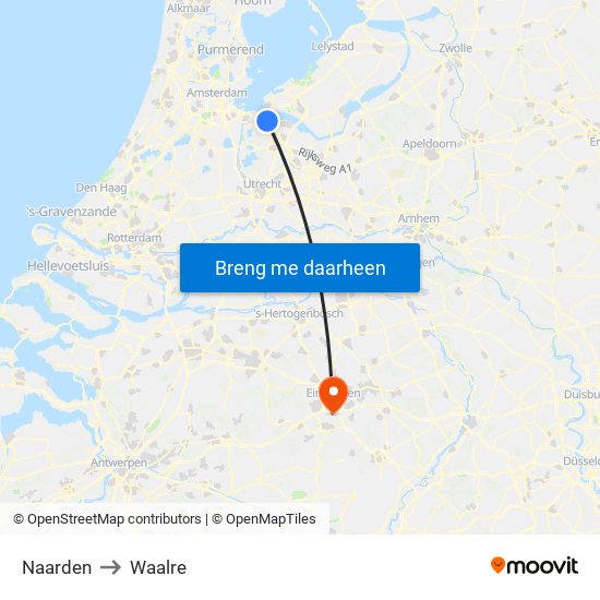 Naarden to Waalre map