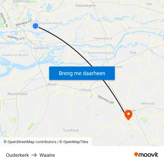 Ouderkerk to Waalre map