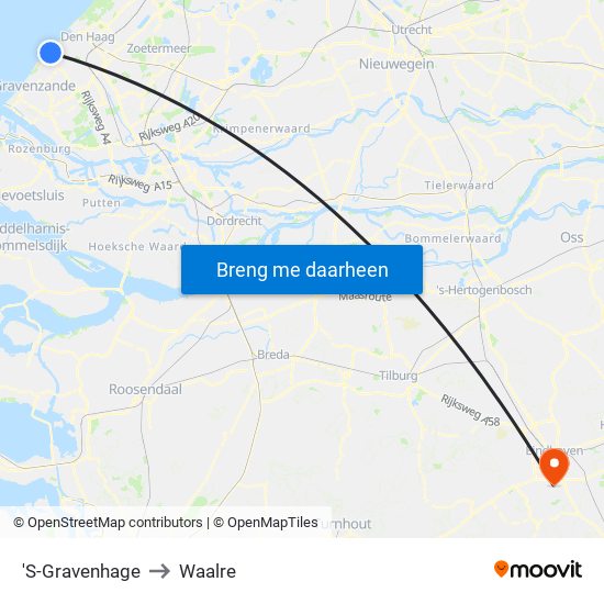 'S-Gravenhage to Waalre map