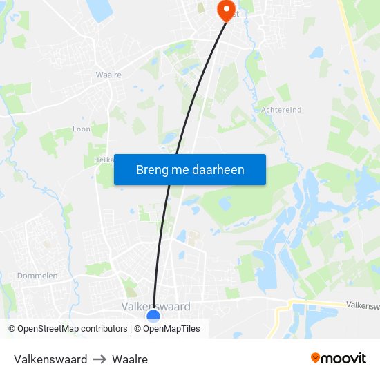 Valkenswaard to Waalre map