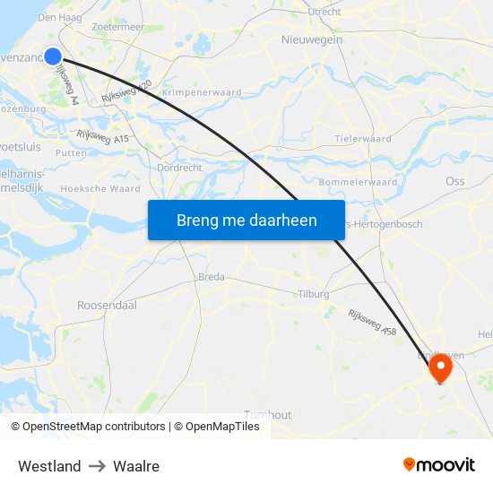 Westland to Waalre map