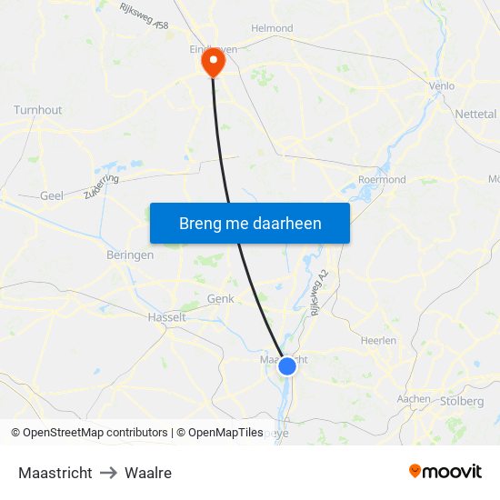 Maastricht to Waalre map