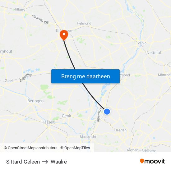 Sittard-Geleen to Waalre map