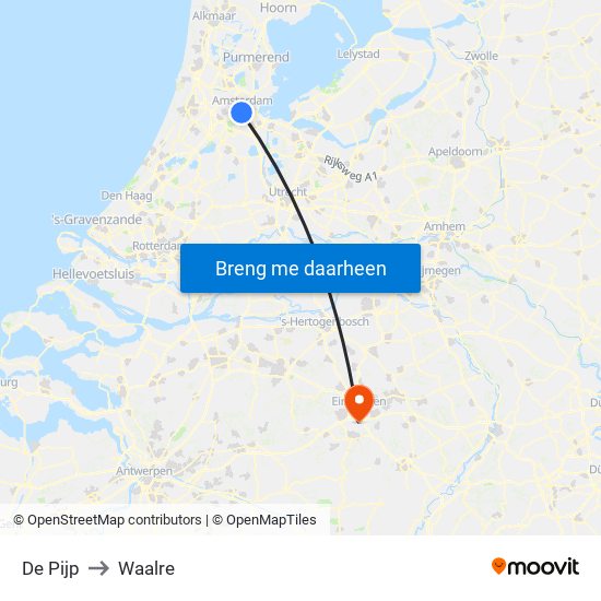 De Pijp to Waalre map