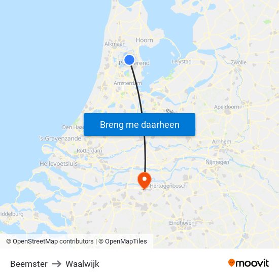 Beemster to Waalwijk map