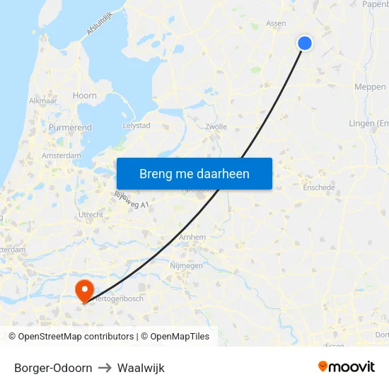Borger-Odoorn to Waalwijk map