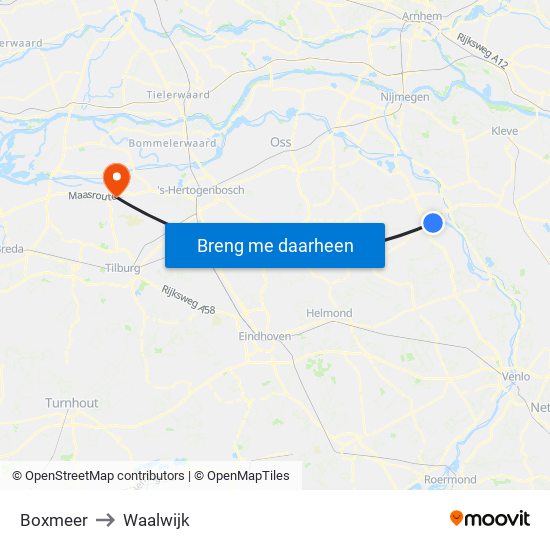 Boxmeer to Waalwijk map
