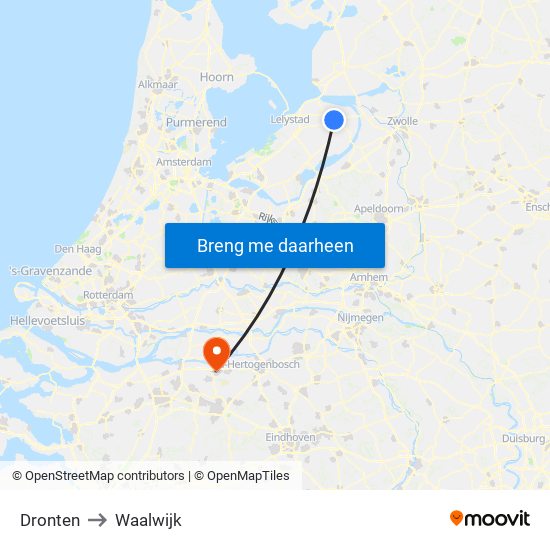 Dronten to Waalwijk map