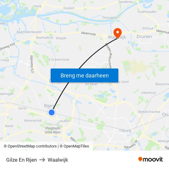 Gilze En Rijen to Waalwijk map