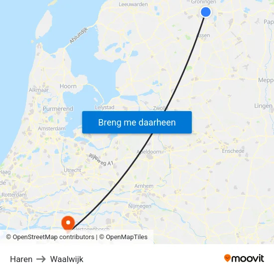Haren to Waalwijk map