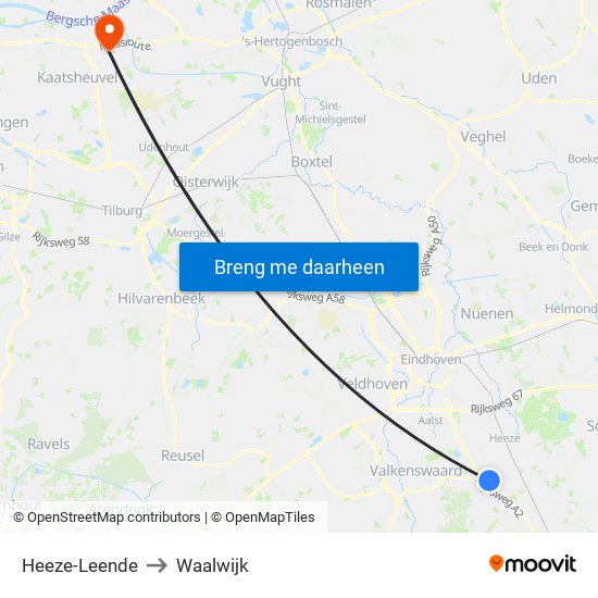 Heeze-Leende to Waalwijk map