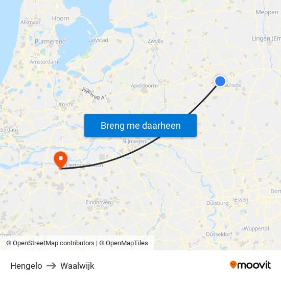 Hengelo to Waalwijk map