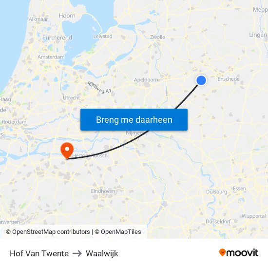 Hof Van Twente to Waalwijk map