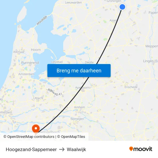 Hoogezand-Sappemeer to Waalwijk map