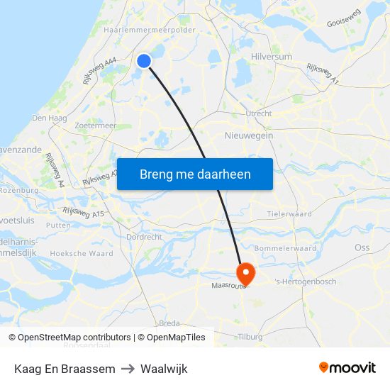 Kaag En Braassem to Waalwijk map