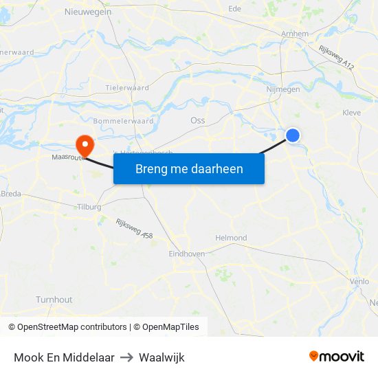 Mook En Middelaar to Waalwijk map