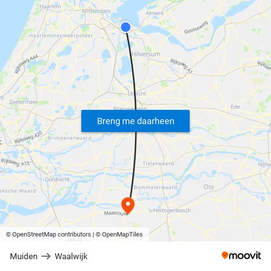 Muiden to Waalwijk map