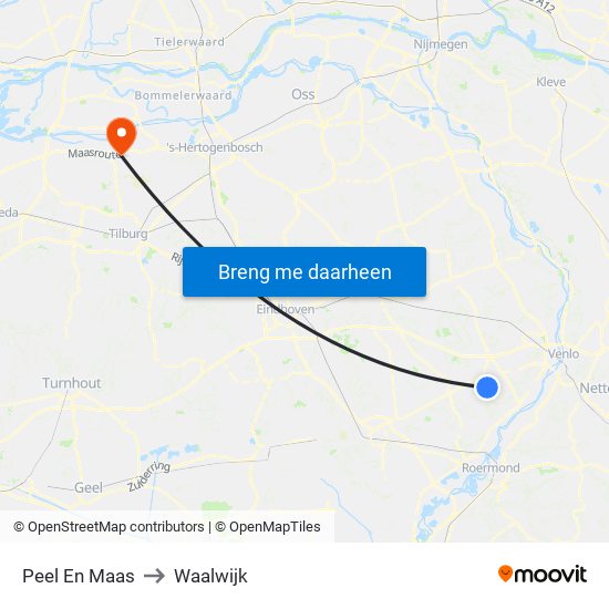 Peel En Maas to Waalwijk map