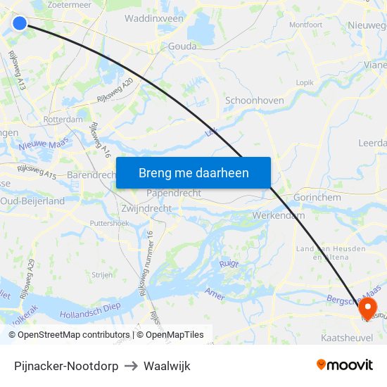 Pijnacker-Nootdorp to Waalwijk map