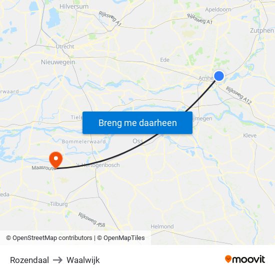 Rozendaal to Waalwijk map