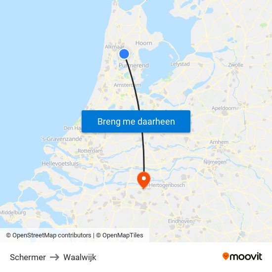 Schermer to Waalwijk map