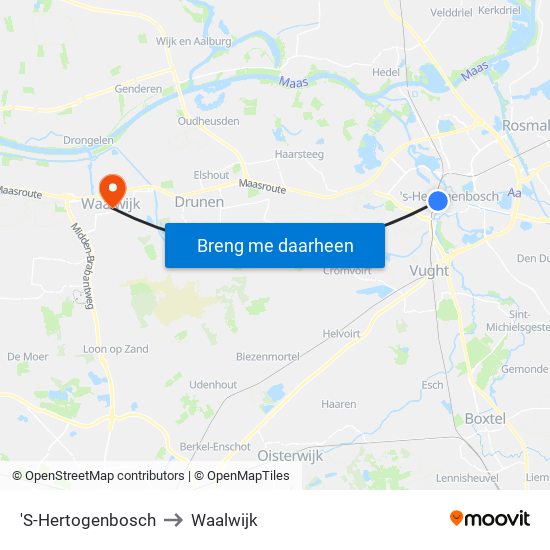 'S-Hertogenbosch to Waalwijk map