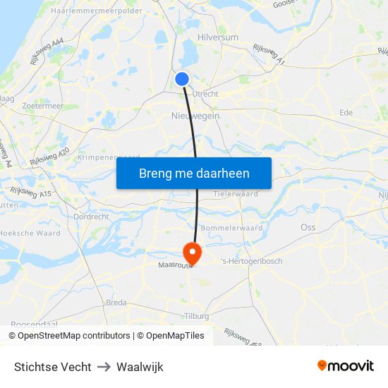 Stichtse Vecht to Waalwijk map