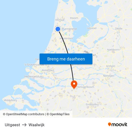 Uitgeest to Waalwijk map