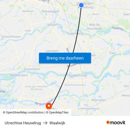 Utrechtse Heuvelrug to Waalwijk map