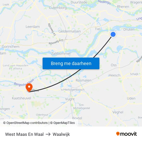 West Maas En Waal to Waalwijk map