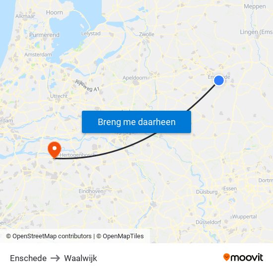 Enschede to Waalwijk map