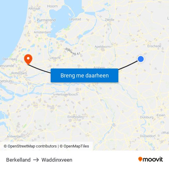 Berkelland to Waddinxveen map