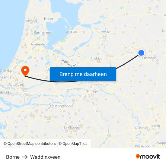Borne to Waddinxveen map
